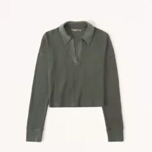 Abercrombie & Fitch Olive Green Waffle Knit Polo Top - NWT! - Size XL